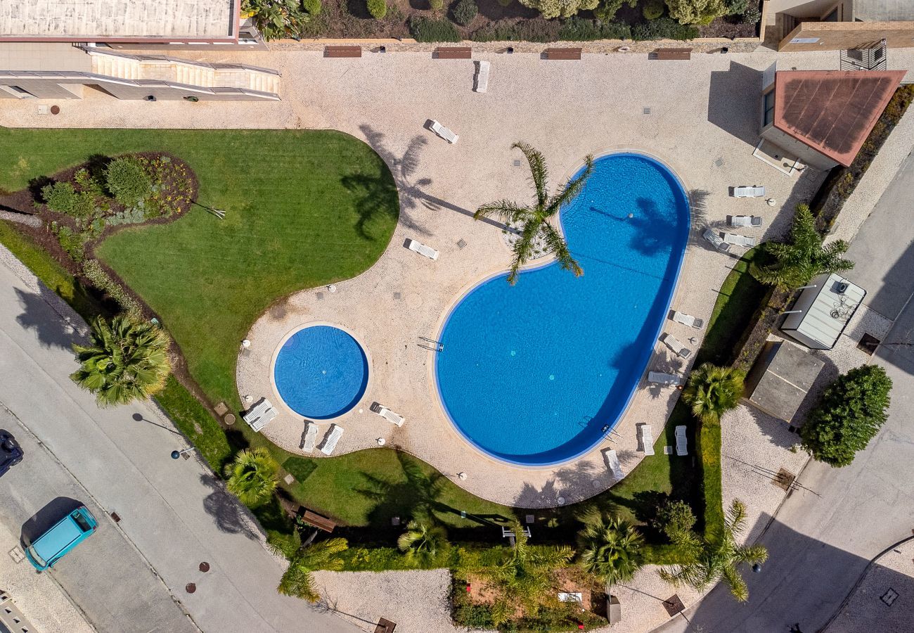 Vista aérea das piscinas