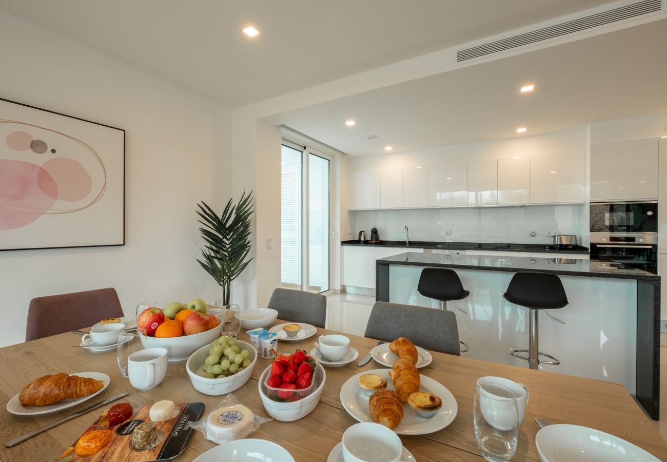 Dining table and kitchen