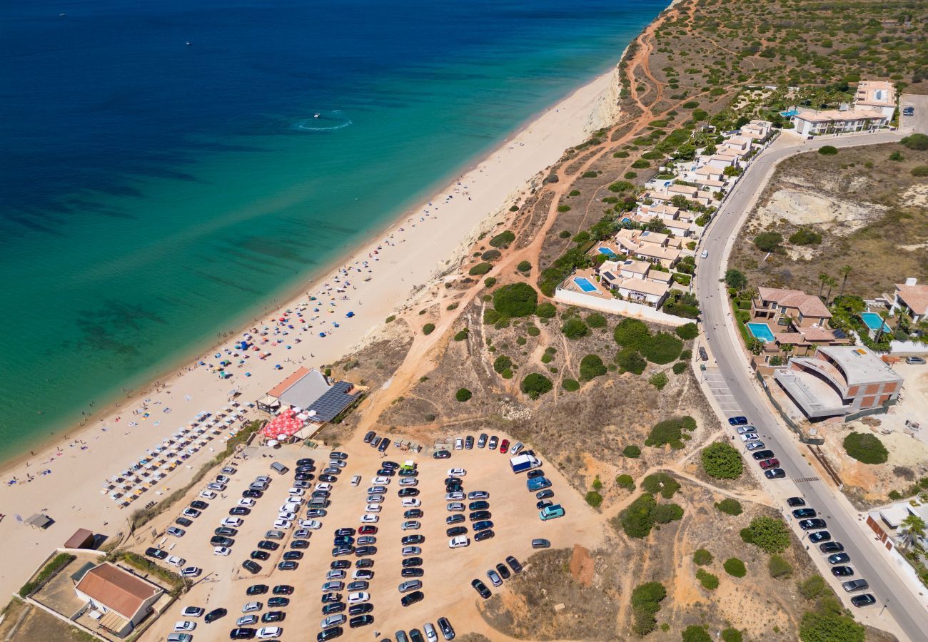 Aerial view of the surrounding area and beach