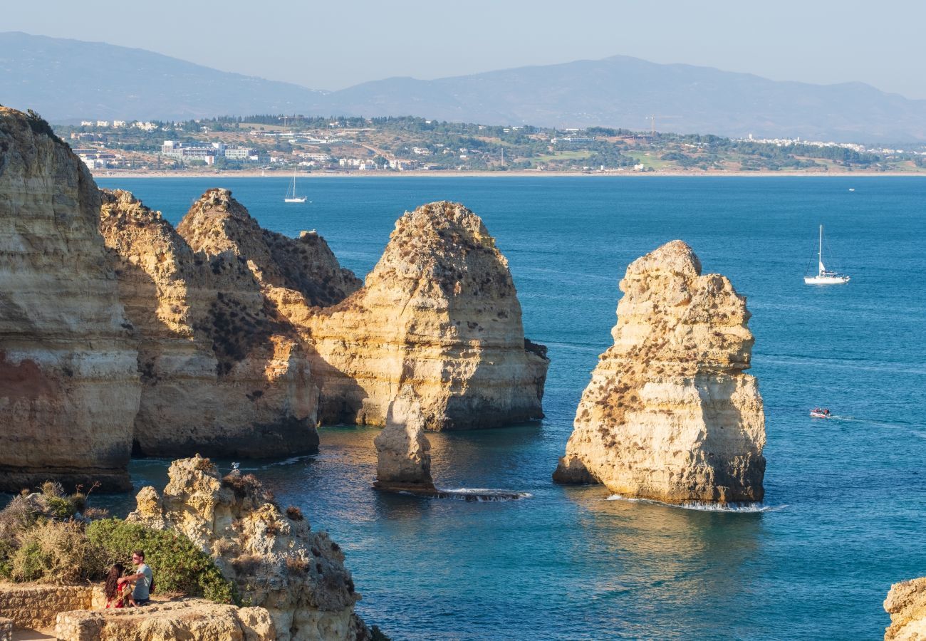 Aerial view of cliffs in Lagos