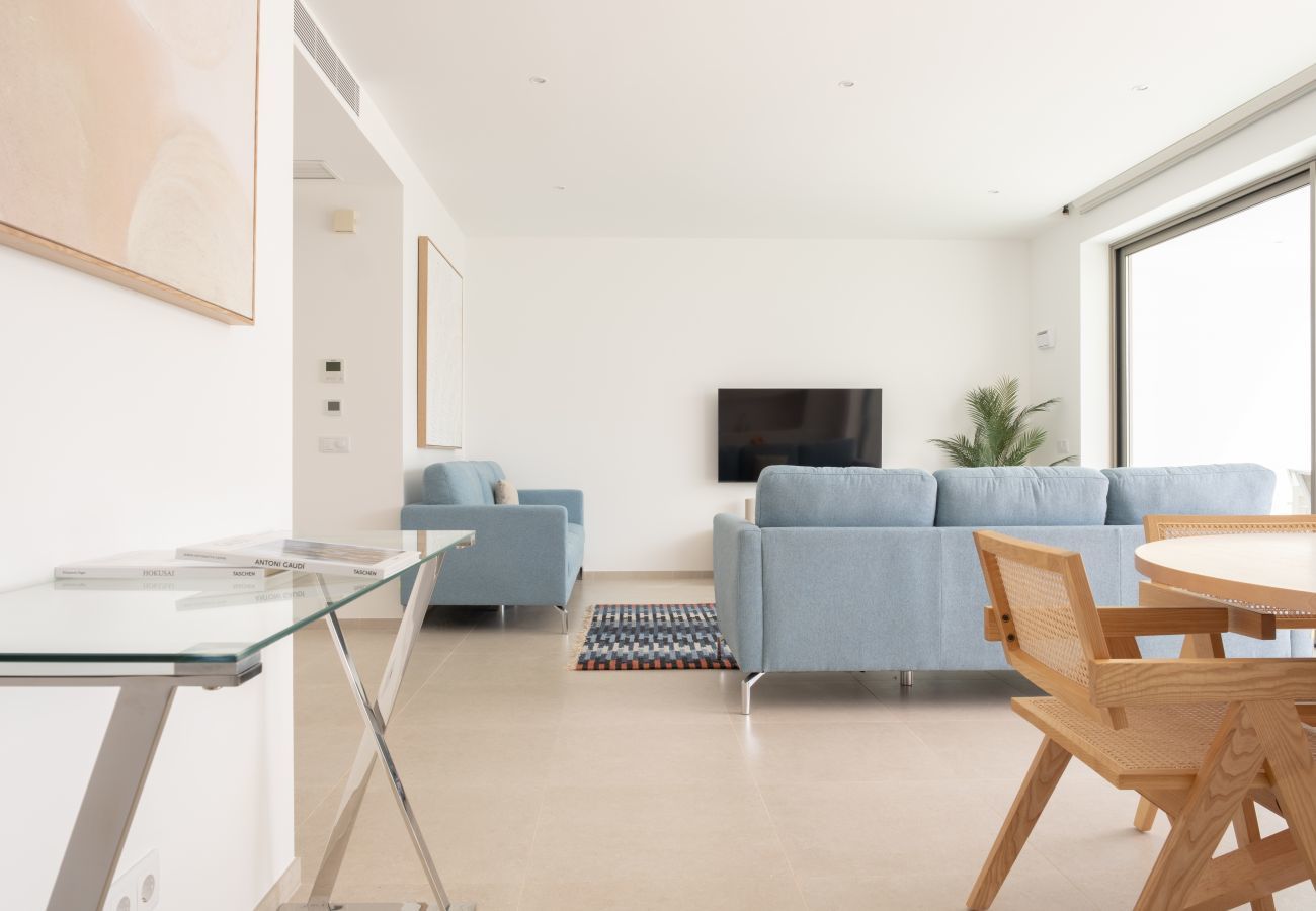 Living room and dining area