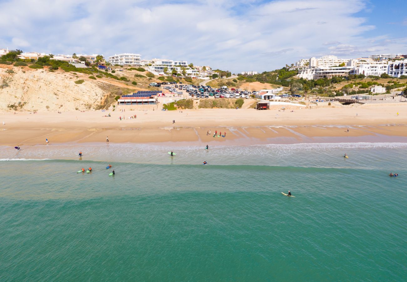 Aerial view of Porto de Mos beach